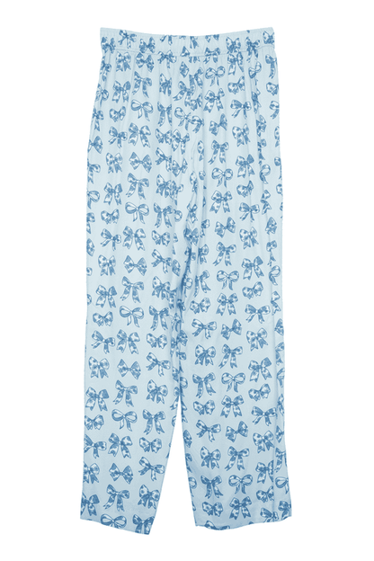 Light Blue Toile Coquette Bows Boxer Pants